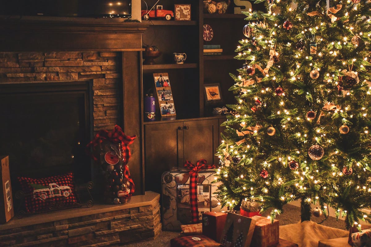 Houston Christmas light displays from a party bus